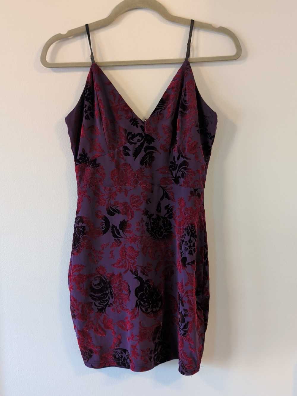 Lulu's Deep Plum Velvet Floral Dress